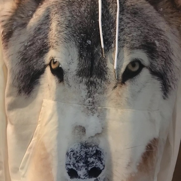 White WOLF Polyester Hoodie Medium | 3D Print - Picture 3 of 3